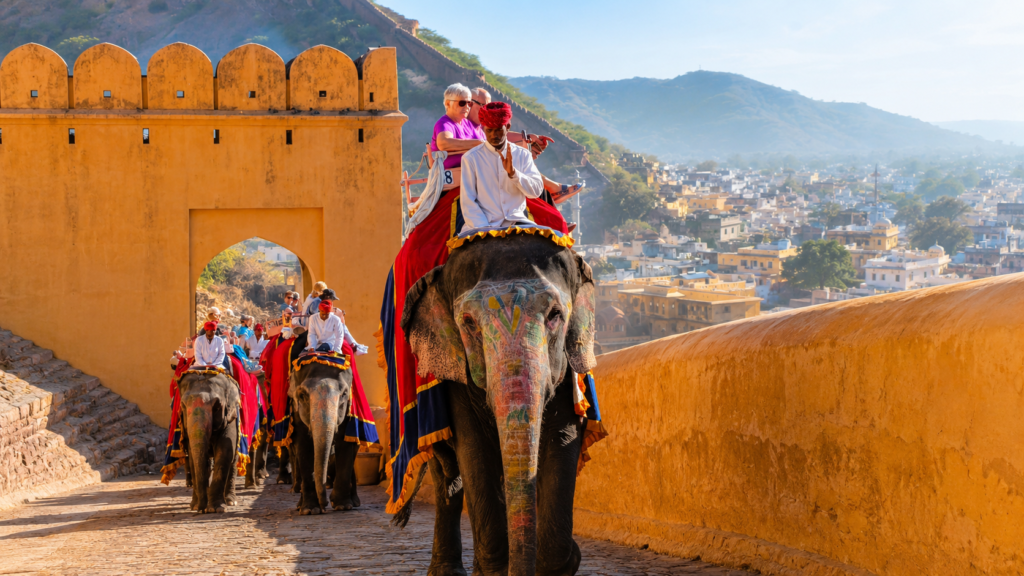Elephant procession at historic fort