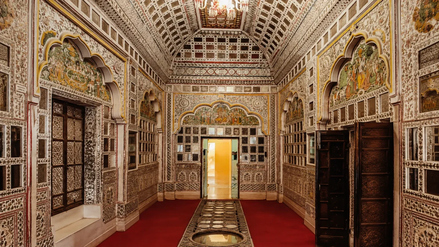 Royal Mirror Work Hall at Virasat Restaurant Rajasthan