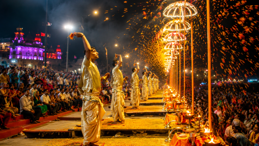Sacred night ceremony by the river