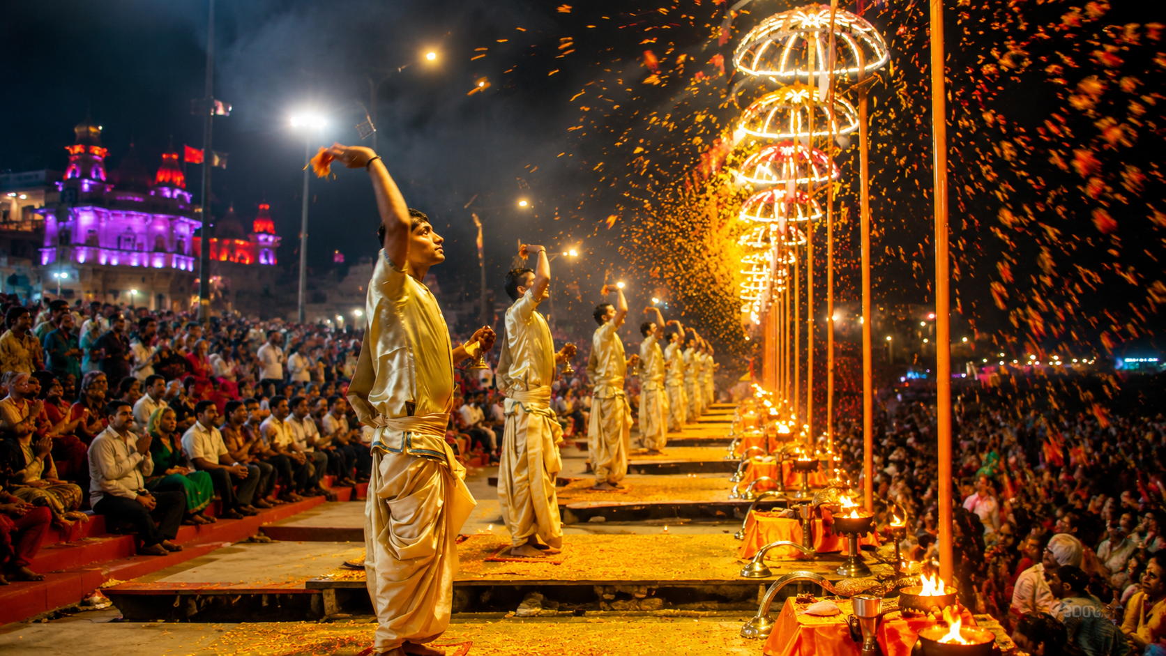 Sacred night ceremony by the river