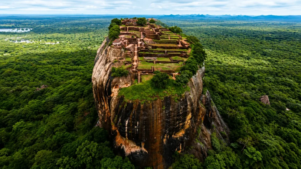 Sigiriya Rock Fortress, a famous UNESCO World Heritage Site located in Sri Lanka.