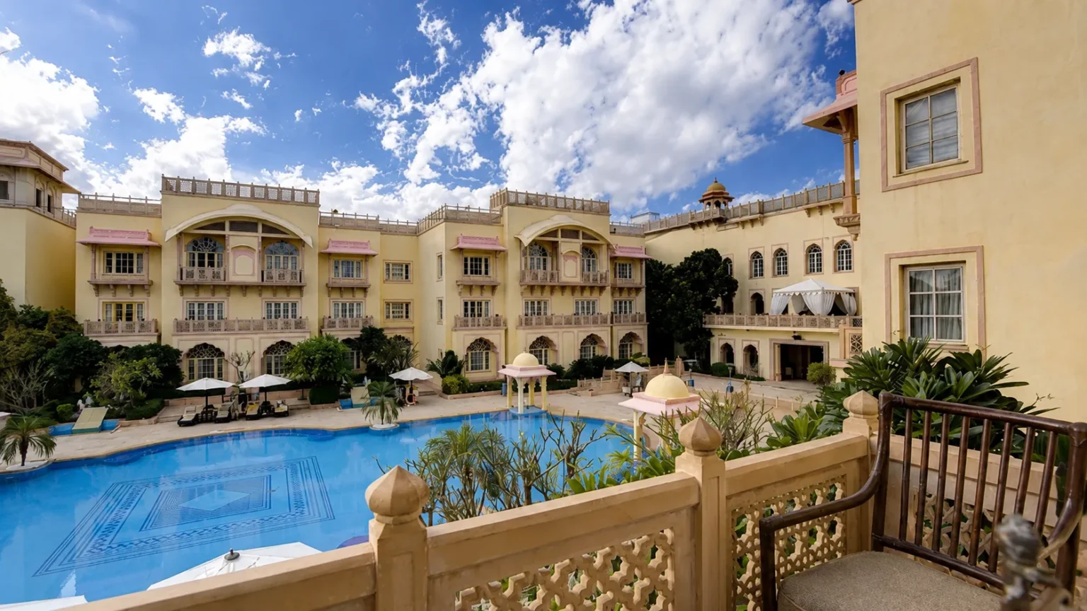 Elegant luxury exterior at Taj Hari Mahal Jodhpur.